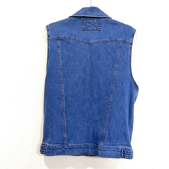 ASOS Blue Denim Trucker Jean Vest Oversized Sleeveless Medium Wash US 6 / UK 10 - Picture 5 of 12